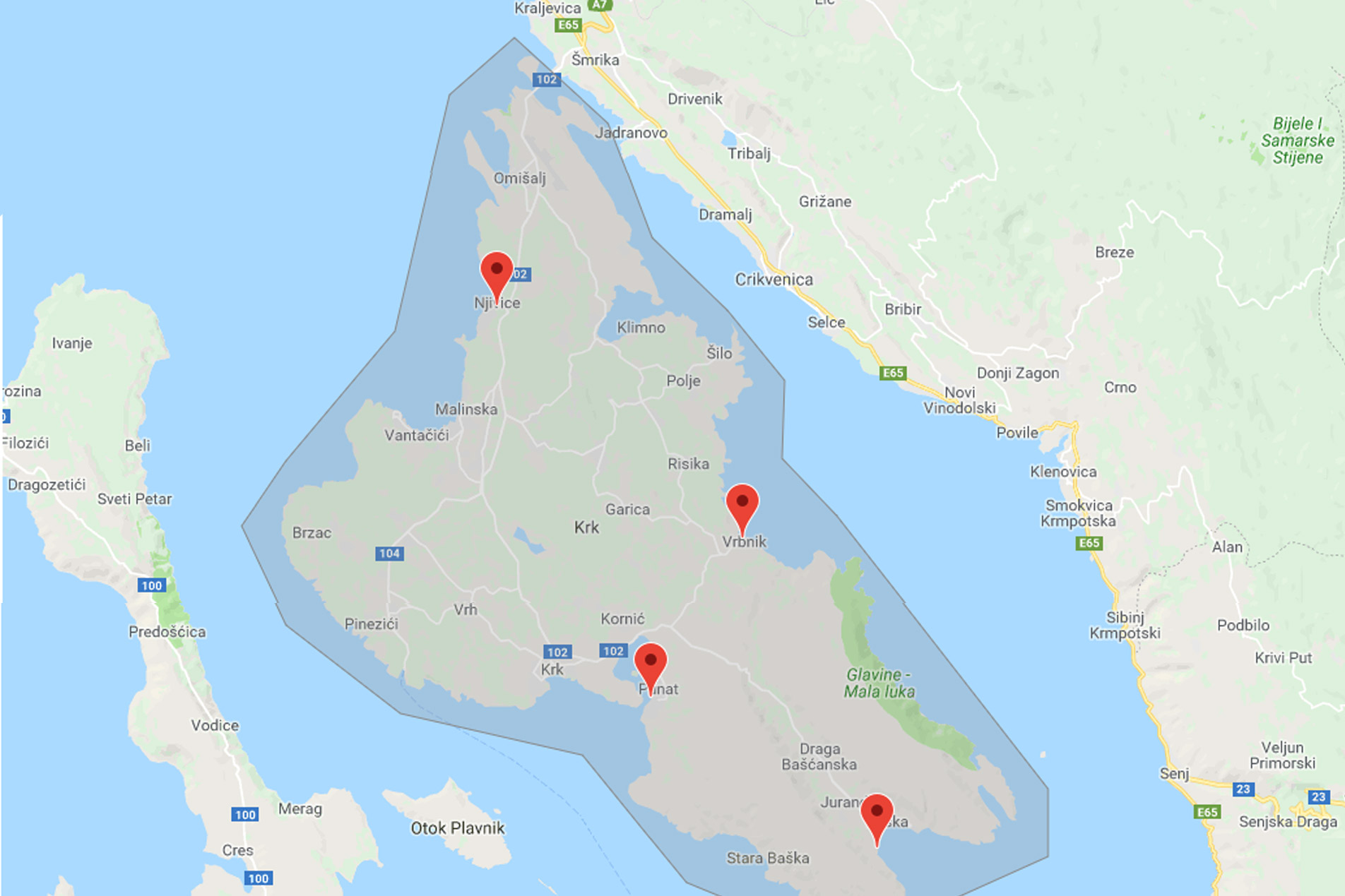 mapa chorvatska ostrov krk Ostrov Krk, Chorvatsko | NOVALJA mapa chorvatska ostrov krk
